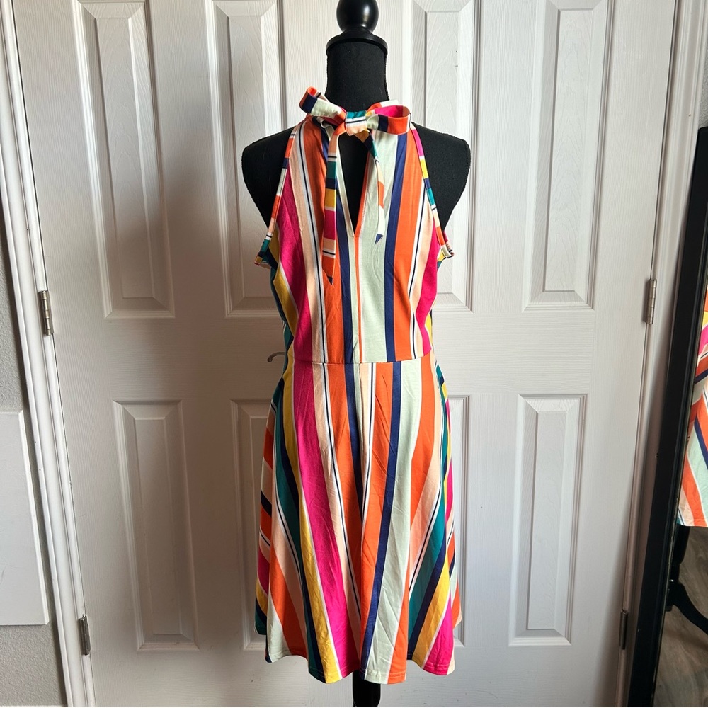 Ouges Tank Striped Sundress With Neck Tie - image 4
